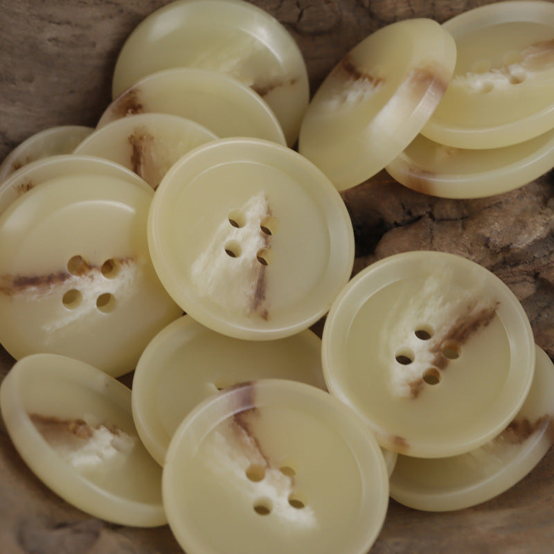 15-28mm Light Yellow Round Four-Hole Resin Flat Button 20pcs - Lots of Buttons