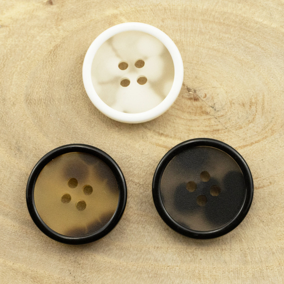 Translucent White and Black Resin Buttons for Sweater Cardigans 30pcs - Lots of Buttons