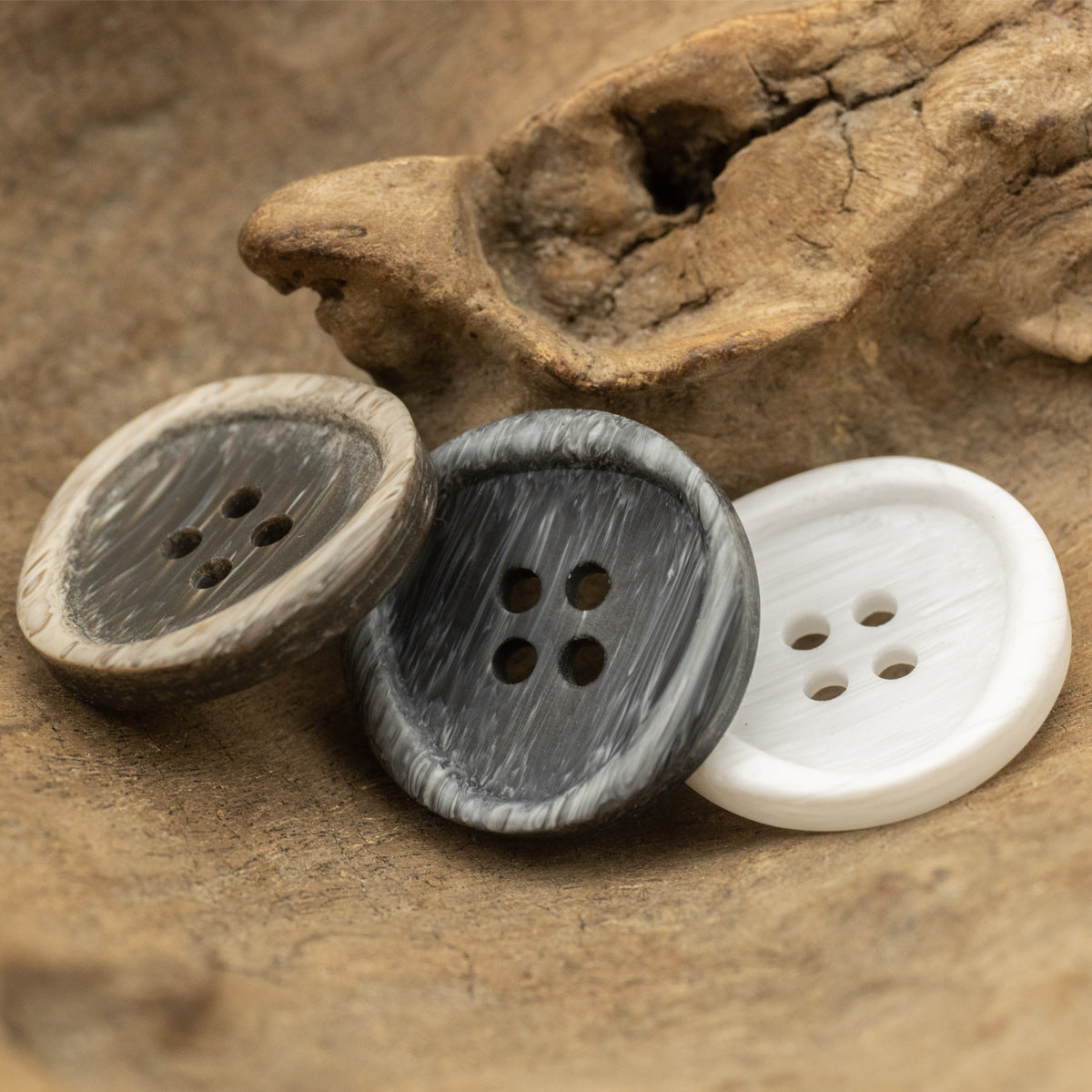 Irregular Resin Buttons Inlaid Triangular Imitated Wood-Grain,20pcs - Lots of Buttons