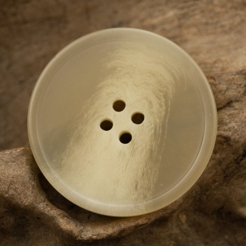 Round Thin-Edged Resin Coat Buttons Imitation Horn Texture 50pcs - Lots of Buttons