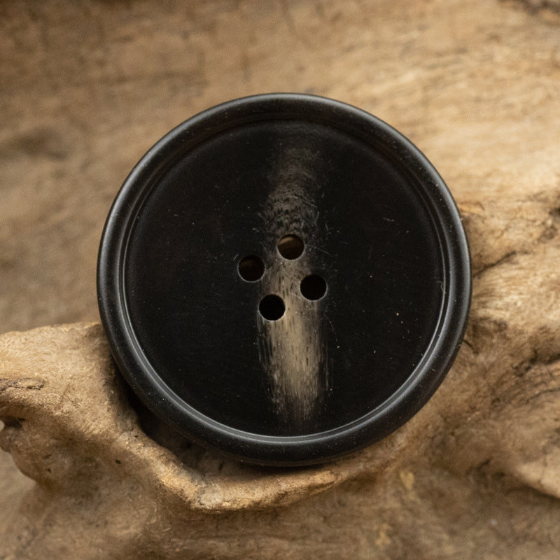 Round Thin-Edged Resin Coat Buttons Imitation Horn Texture 50pcs - Lots of Buttons