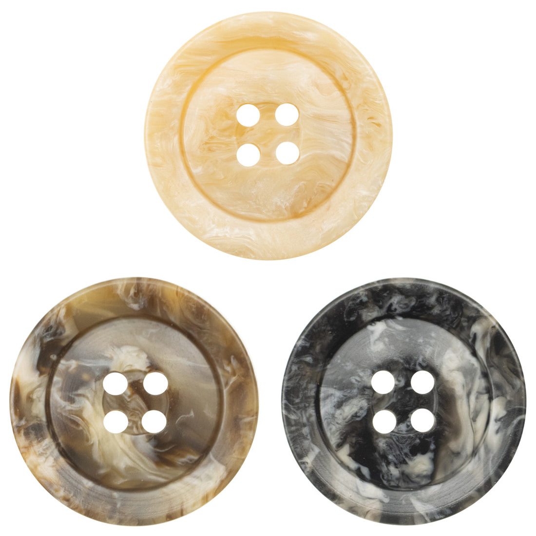Wide-Brim Marble Texture Milky Coffee-Colored Resin Buttons 20pcs - Lots of Buttons