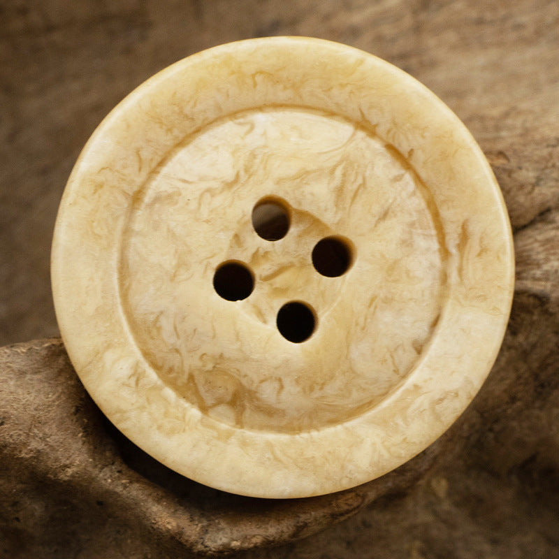 Wide-Brim Marble Texture Milky Coffee-Colored Resin Buttons 20pcs - Lots of Buttons