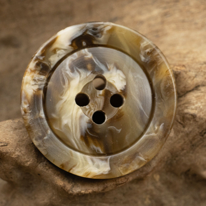 Wide-Brim Marble Texture Milky Coffee-Colored Resin Buttons 20pcs - Lots of Buttons
