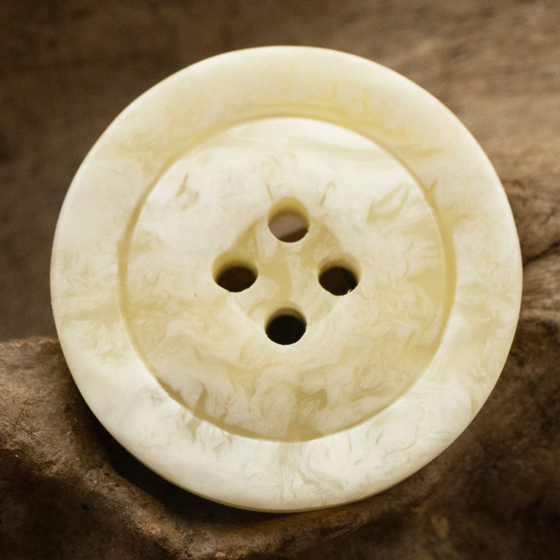Wide-Brim Marble Texture Milky Coffee-Colored Resin Buttons 20pcs - Lots of Buttons