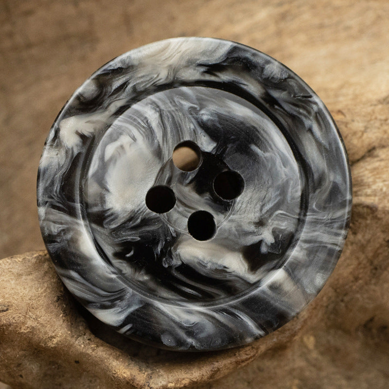 Wide-Brim Marble Texture Milky Coffee-Colored Resin Buttons 20pcs - Lots of Buttons