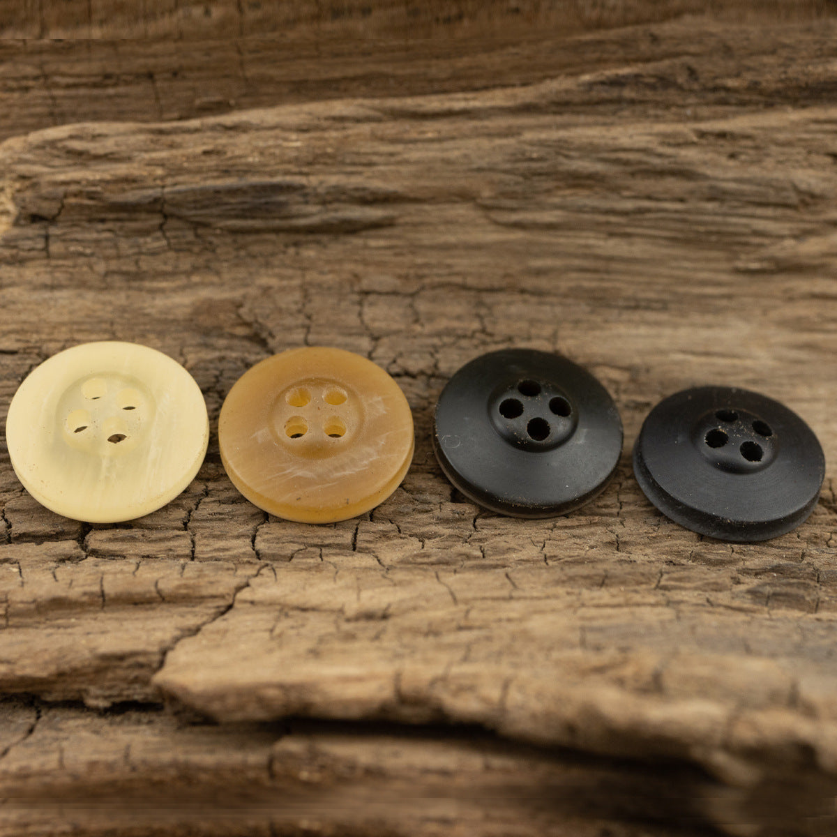 11.5mm Matte Bowl-Shaped Light Yellow Black Resin Buttons 40 Pack - Lots of Buttons
