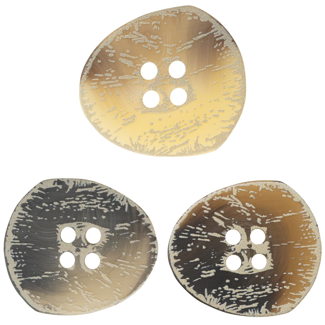 Irregular Triangular Distressed Frosted Floral Four-Hole Resin Button 30 Pack - Lots of Buttons