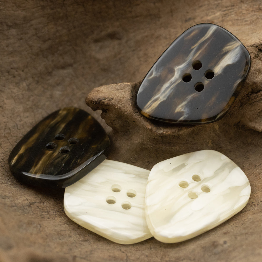 Glossy Polygonal Resin Coat Buttons Imitation Marble Texture 20PCS - Lots of Buttons