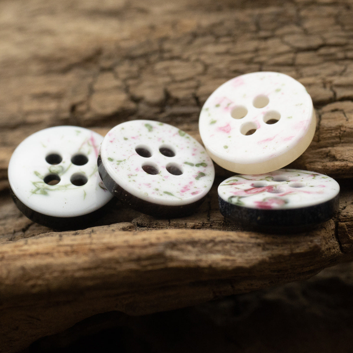 Beveled Pearlized Resin Buttons Floral Pattern Base,50PCS - Lots of Buttons