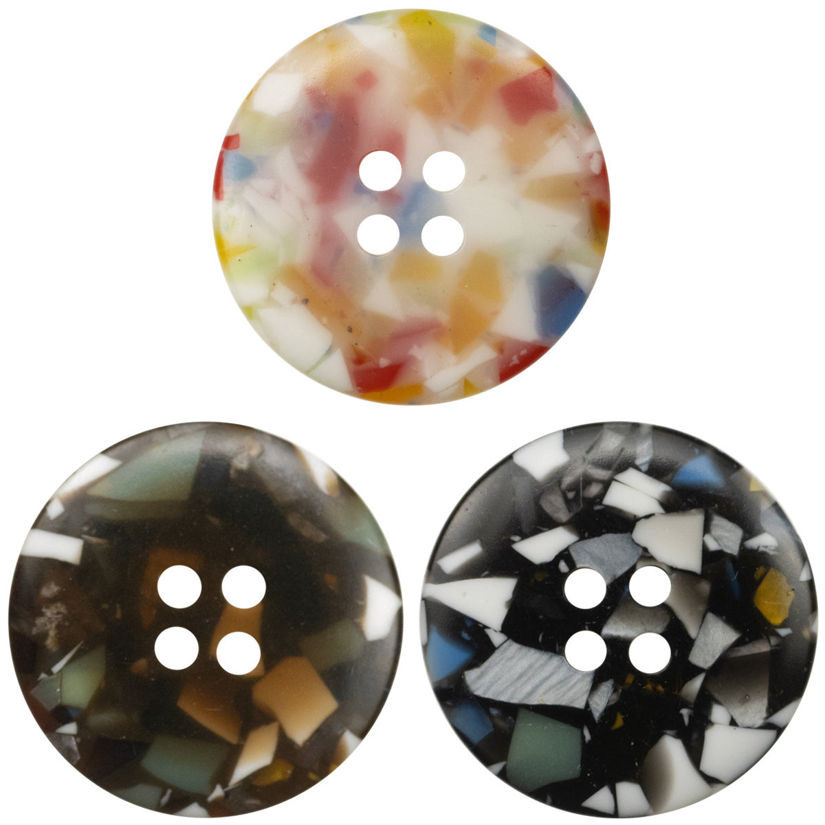 Round 4 Hole Imitation Floral Glass Texture Resin Buttons,10Pcs - Lots of Buttons