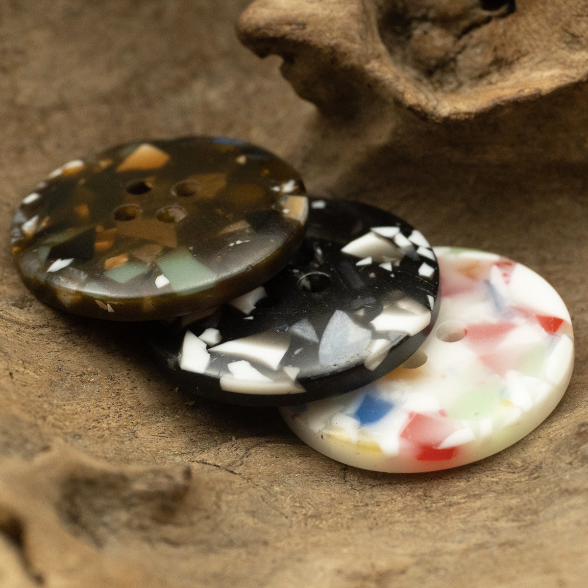 Round 4 Hole Imitation Floral Glass Texture Resin Buttons,10Pcs - Lots of Buttons
