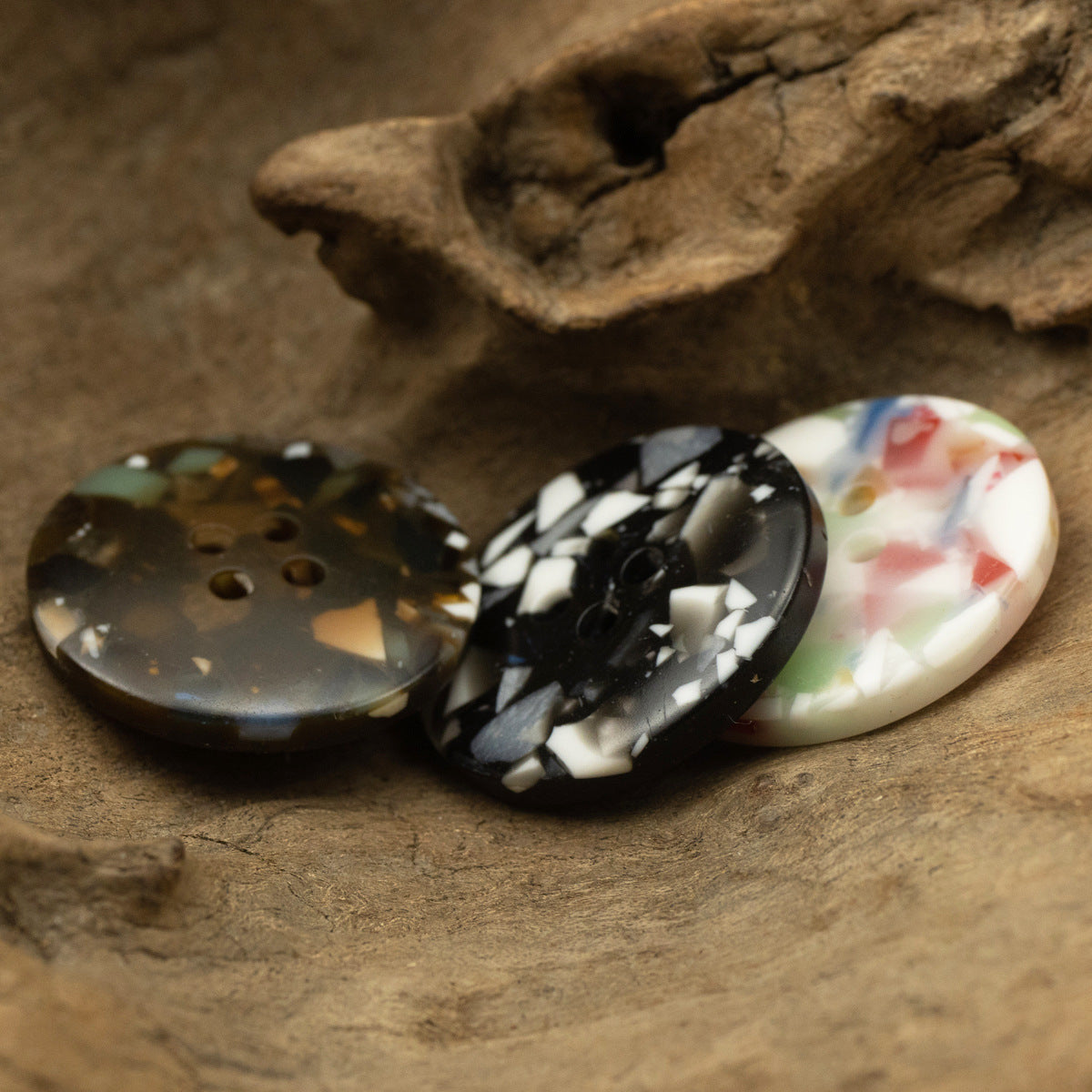 Round 4 Hole Imitation Floral Glass Texture Resin Buttons,10Pcs - Lots of Buttons