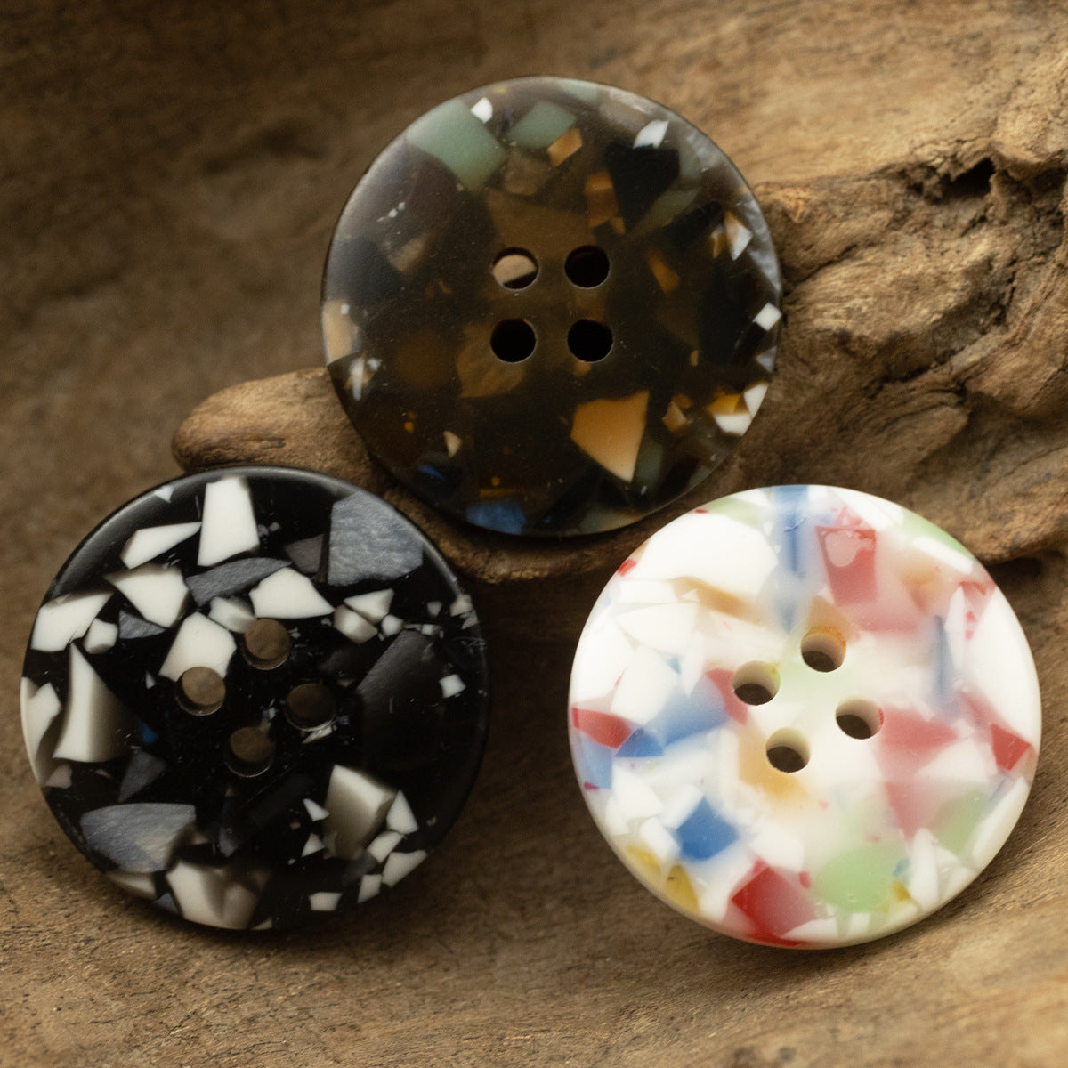Round 4 Hole Imitation Floral Glass Texture Resin Buttons,10Pcs - Lots of Buttons