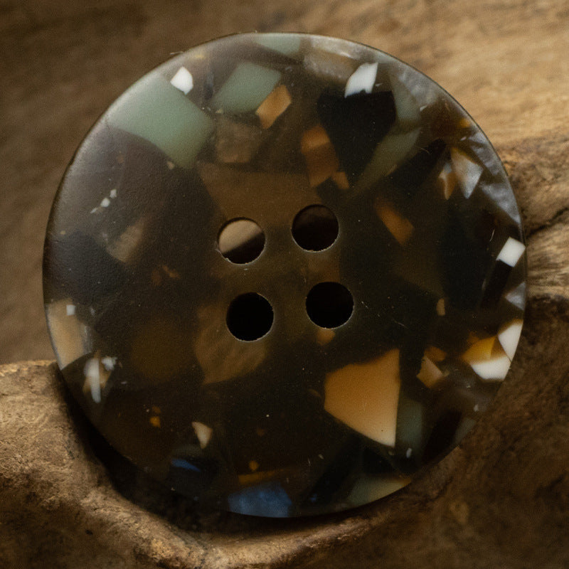Round 4 Hole Imitation Floral Glass Texture Resin Buttons,10Pcs - Lots of Buttons