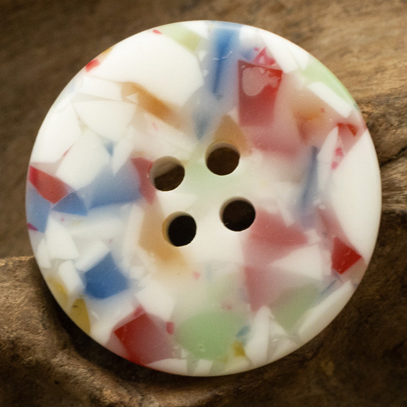 Round 4 Hole Imitation Floral Glass Texture Resin Buttons,10Pcs - Lots of Buttons