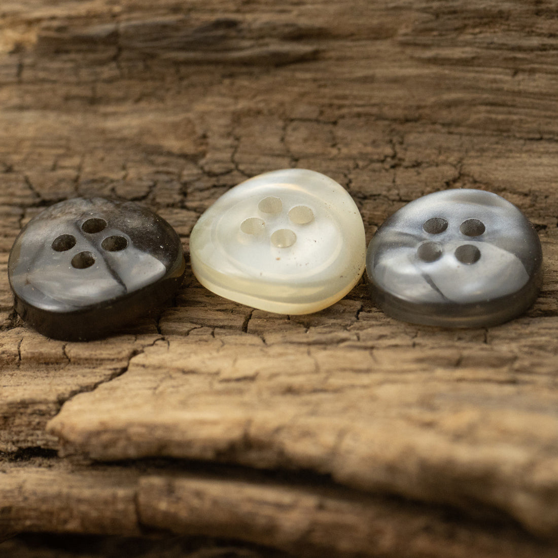 Irregular Curved Translucent Wide Edged Glazed Pearl Resin Buttons,50pcs - Lots of Buttons