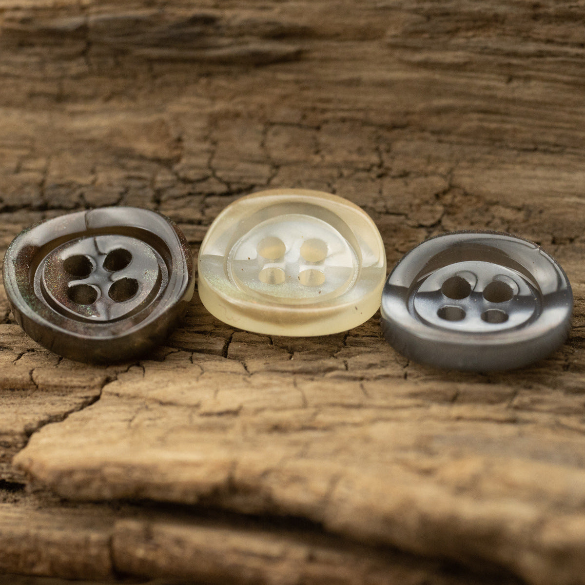 Irregular Curved Translucent Wide Edged Glazed Pearl Resin Buttons,50pcs - Lots of Buttons