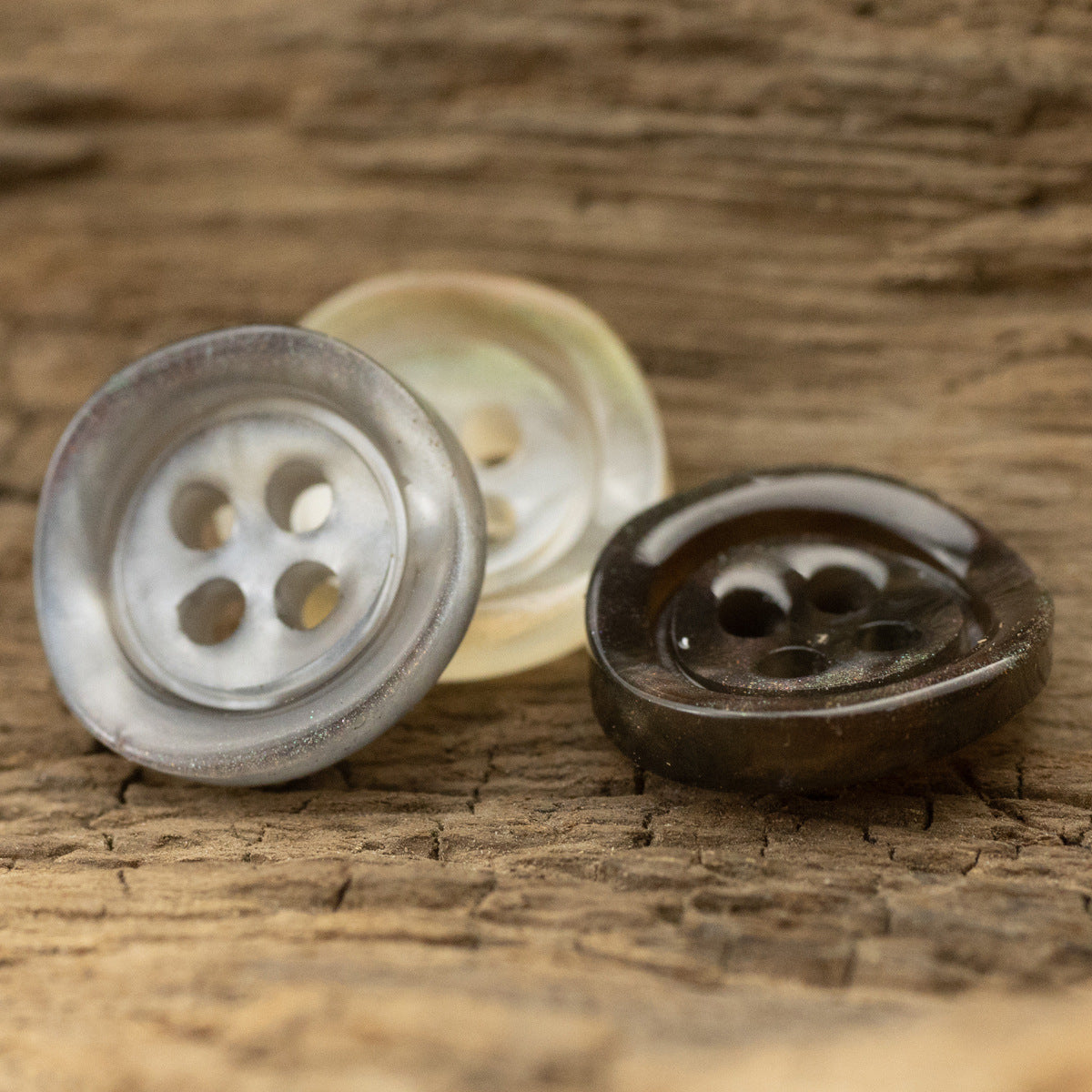 Irregular Curved Translucent Wide Edged Glazed Pearl Resin Buttons,50pcs - Lots of Buttons