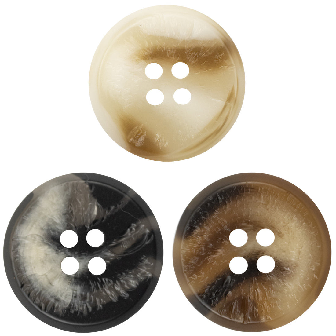 Black, White and Brown Uneven Surface Resin Buttons 30 Pack - Lots of Buttons