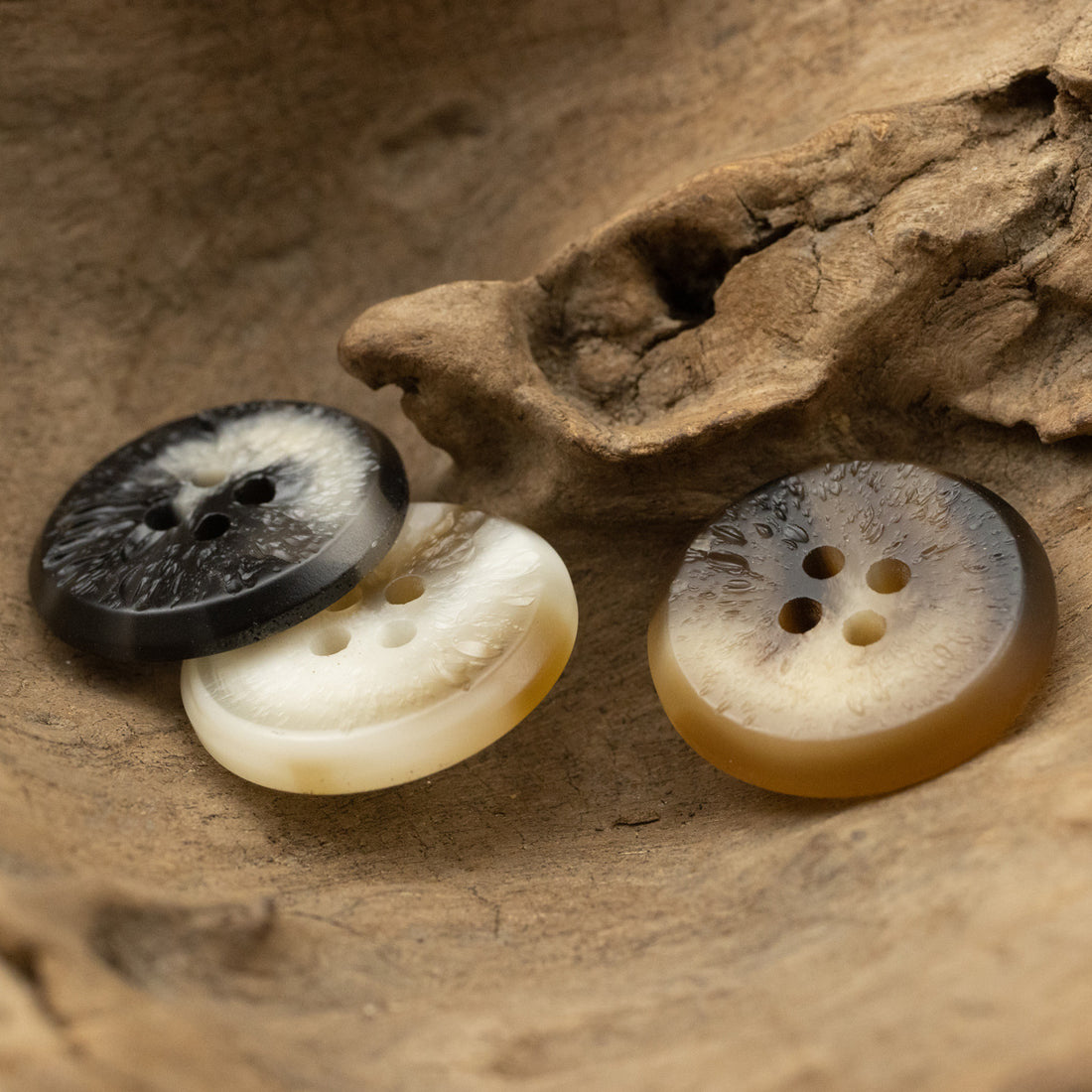 Black, White and Brown Uneven Surface Resin Buttons 30 Pack - Lots of Buttons