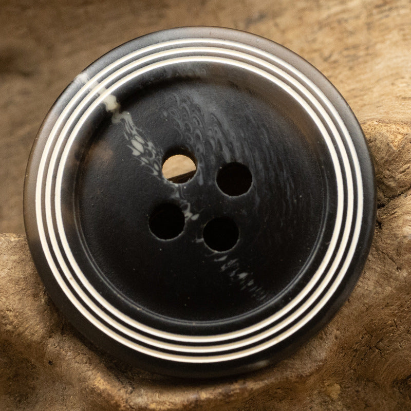 Matte Thin Black and White Striped Resin Buttons for Jackets 30 Pack - Lots of Buttons