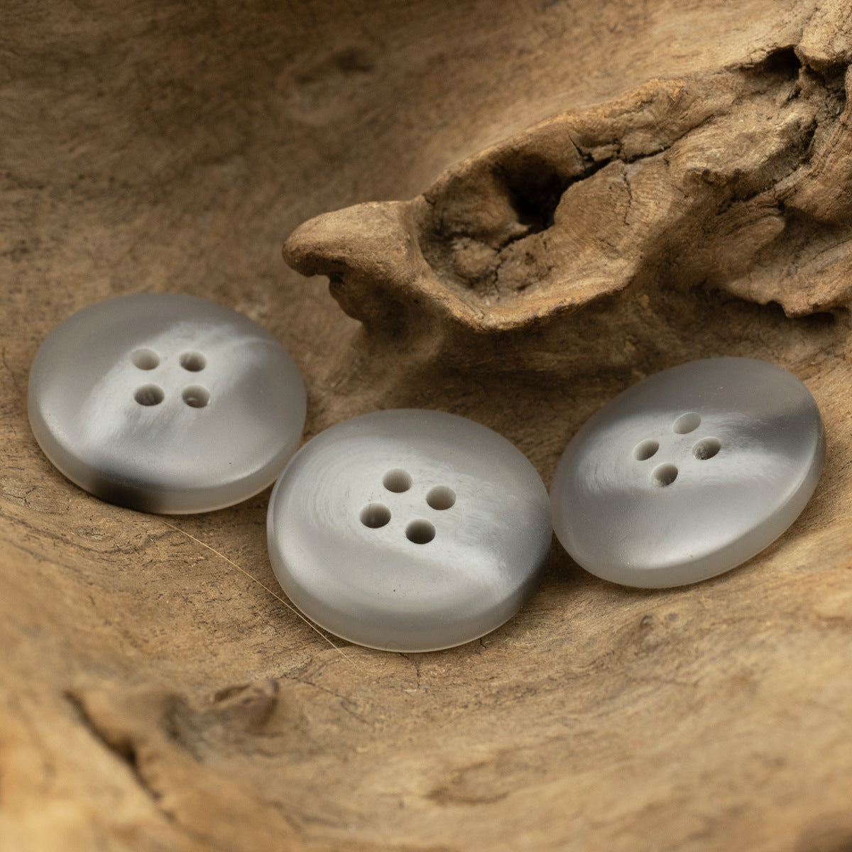 Light Gray Round 4-Hole Resin Buttons for Neutral Fashion Coat 30pcs - Lots of Buttons