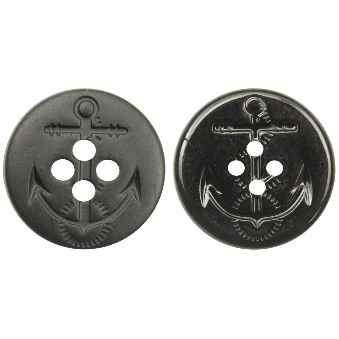 Matte Glossy Black Anchor Pattern Resin Buttons for Sailor Coats 30pcs - Lots of Buttons