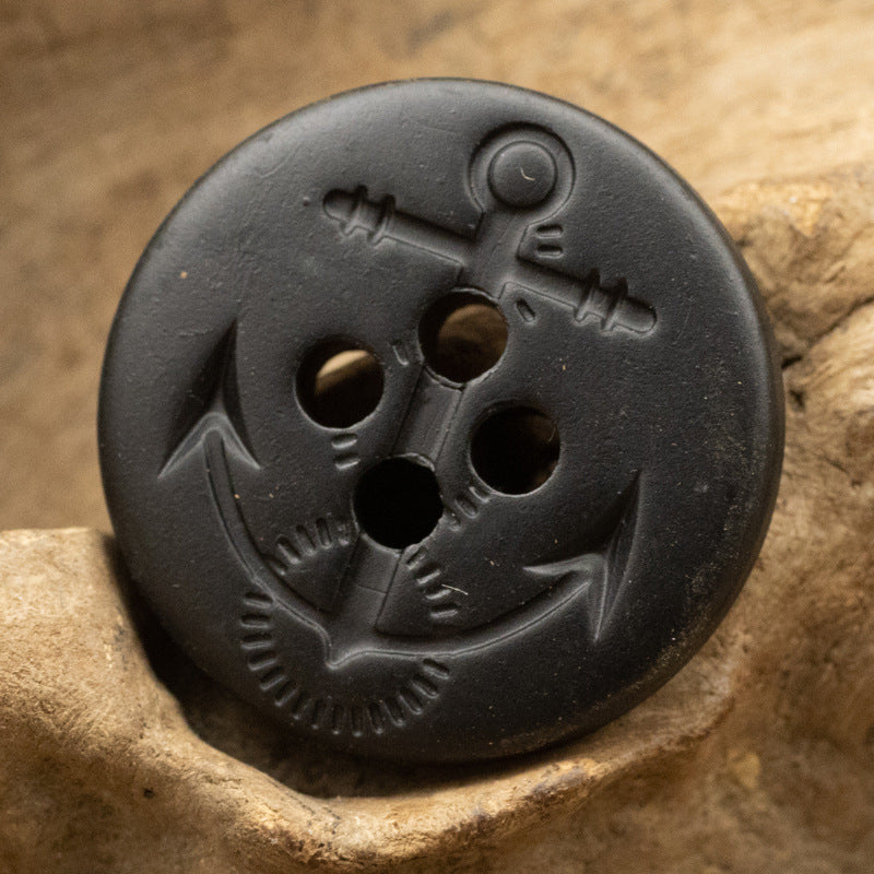 Matte Glossy Black Anchor Pattern Resin Buttons for Sailor Coats 30pcs - Lots of Buttons