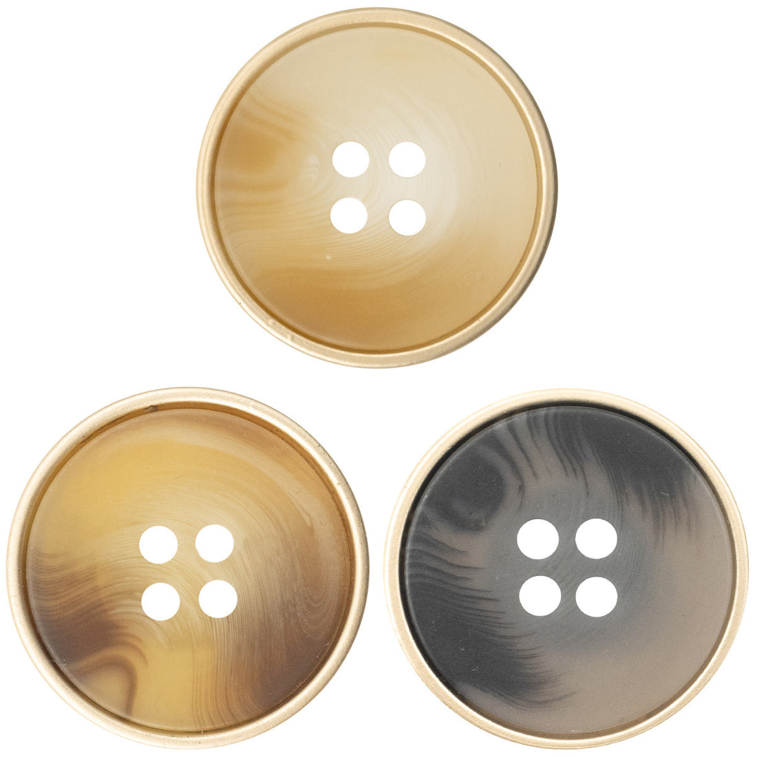 Khaki Resin Buttons with Metal Edge for Coat Windbreaker 10pcs - Lots of Buttons