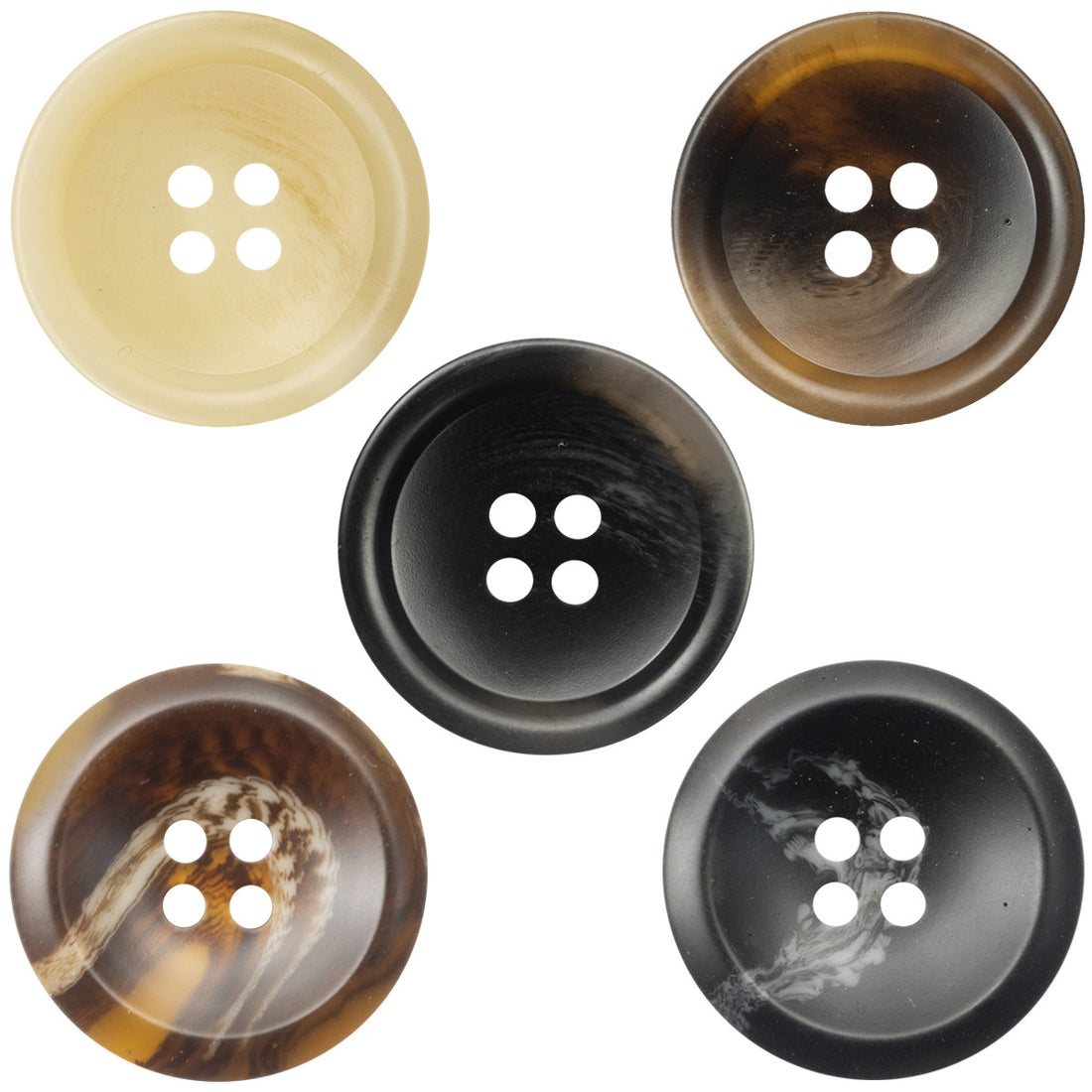 15-25mm Black Coffee Resin Buttons for Casual Pants 50 Pack - Lots of Buttons