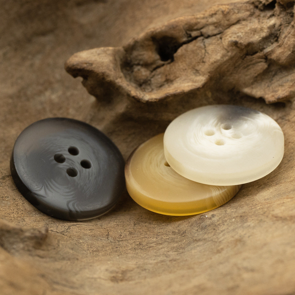 Matte Dark Gray Round 4-Hole Resin Buttons for Work Uniforms - 30pcs - Lots of Buttons