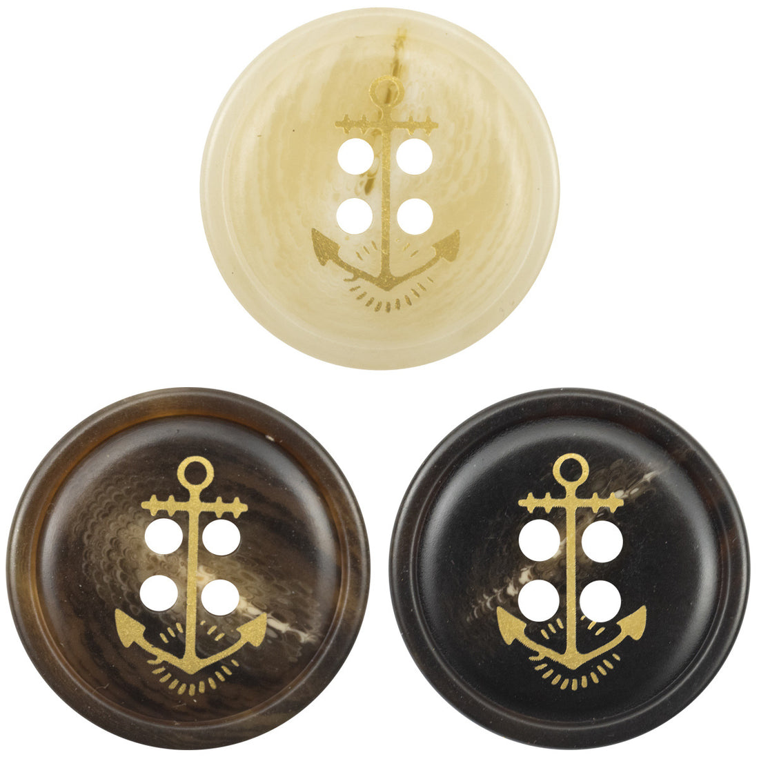 Golden Anchor Pattern Resin Buttons for Sailor Style Jackets 30 Pack - Lots of Buttons