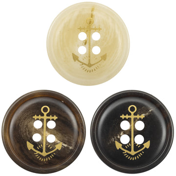 Golden Anchor Pattern Resin Buttons for Sailor Style Jackets 30 Pack - Lots of Buttons
