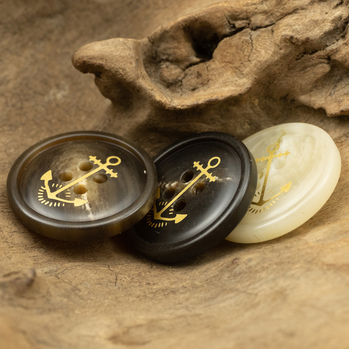 Golden Anchor Pattern Resin Buttons for Sailor Style Jackets 30 Pack - Lots of Buttons