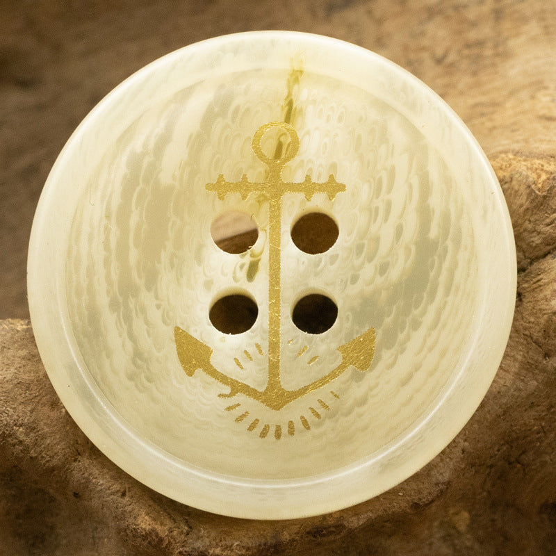 Golden Anchor Pattern Resin Buttons for Sailor Style Jackets 30 Pack - Lots of Buttons