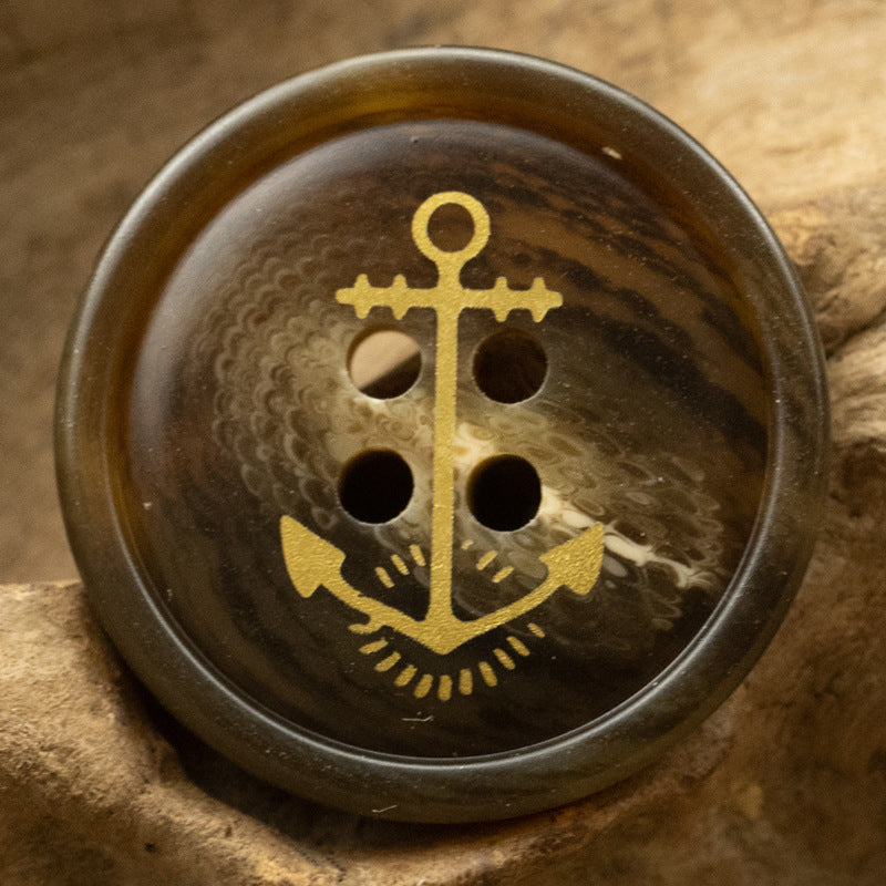 Golden Anchor Pattern Resin Buttons for Sailor Style Jackets 30 Pack - Lots of Buttons