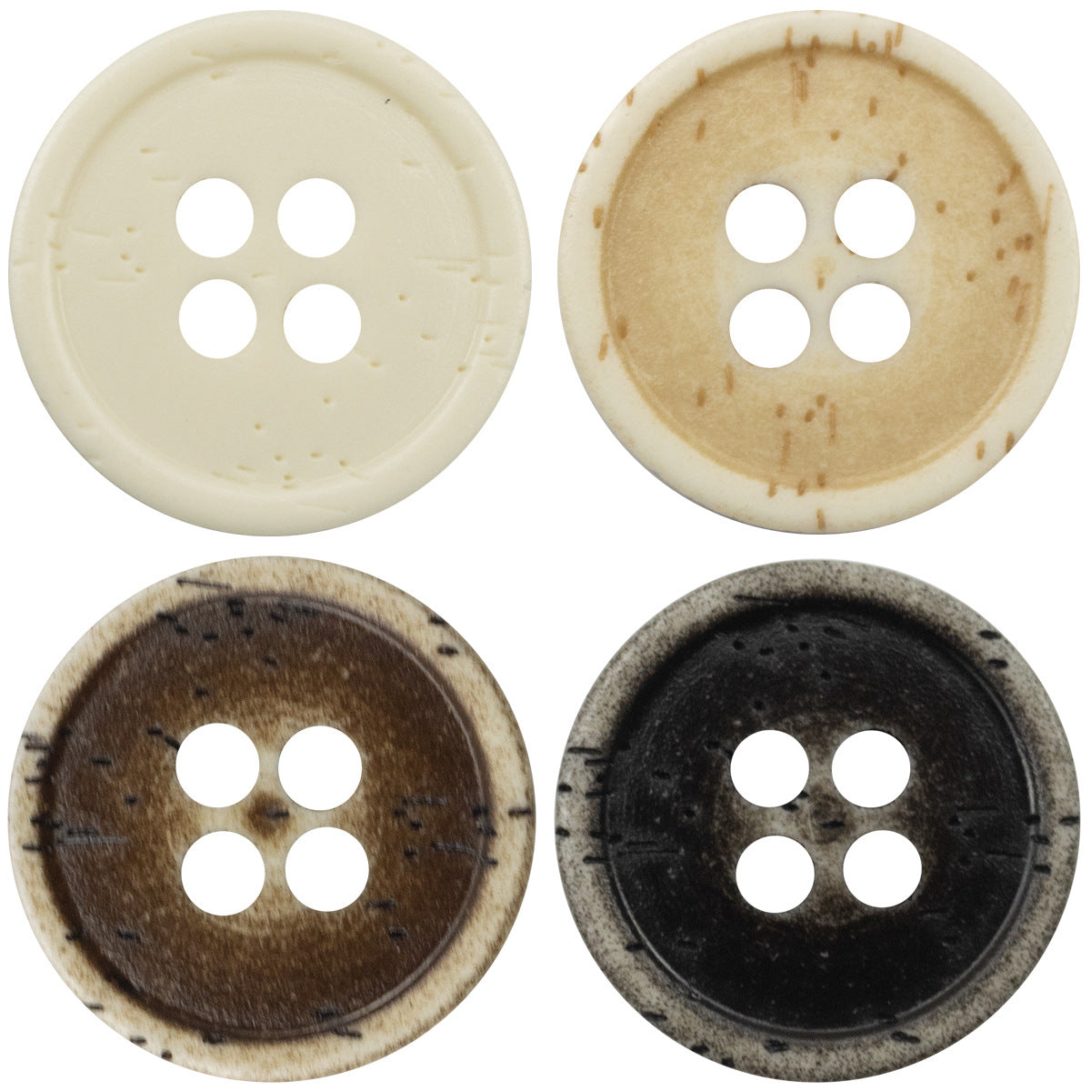 Imitation Bone Grain Distressed Resin Buttons for Denim Shirts 40 Pack - Lots of Buttons