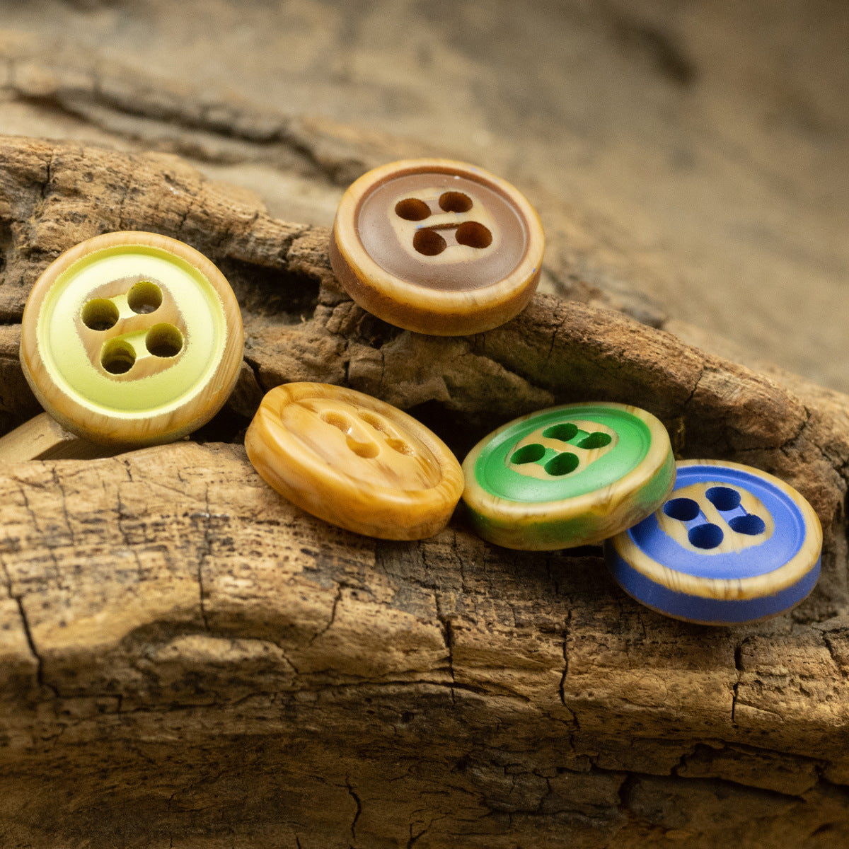 Colorful Imitation Wood Resin Buttons for Children's DIY Crafts 50 Pack - Lots of Buttons