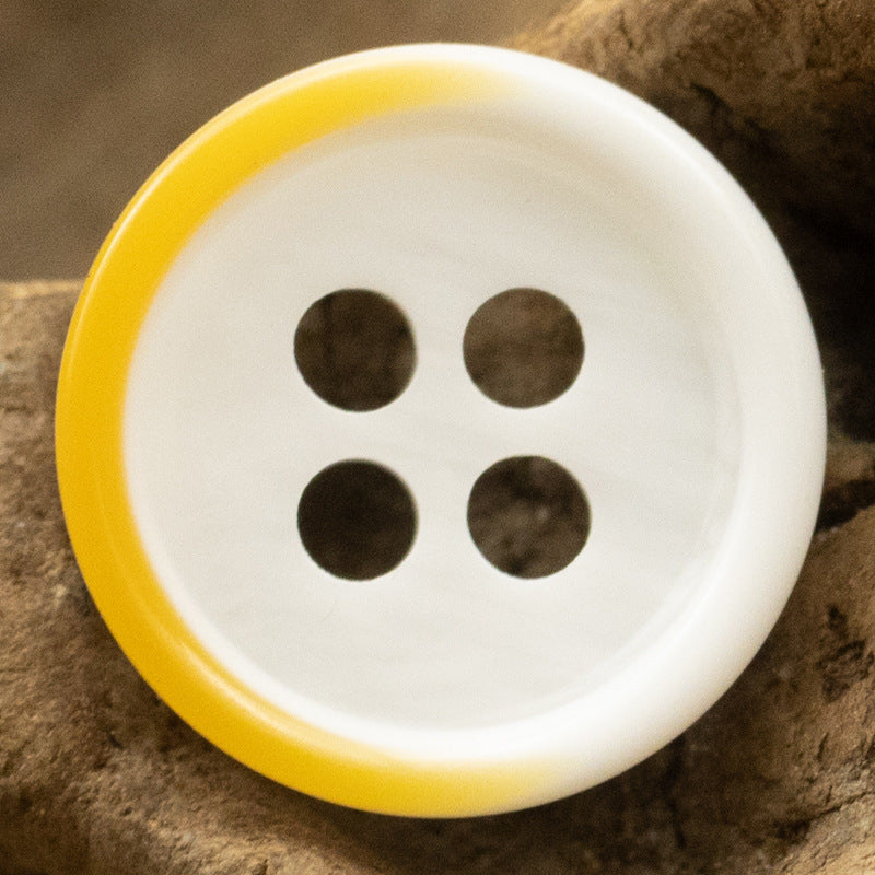 11.5MM Yellow-White and Lake Blue Two-Tone Resin Buttons 40 Pack - Lots of Buttons