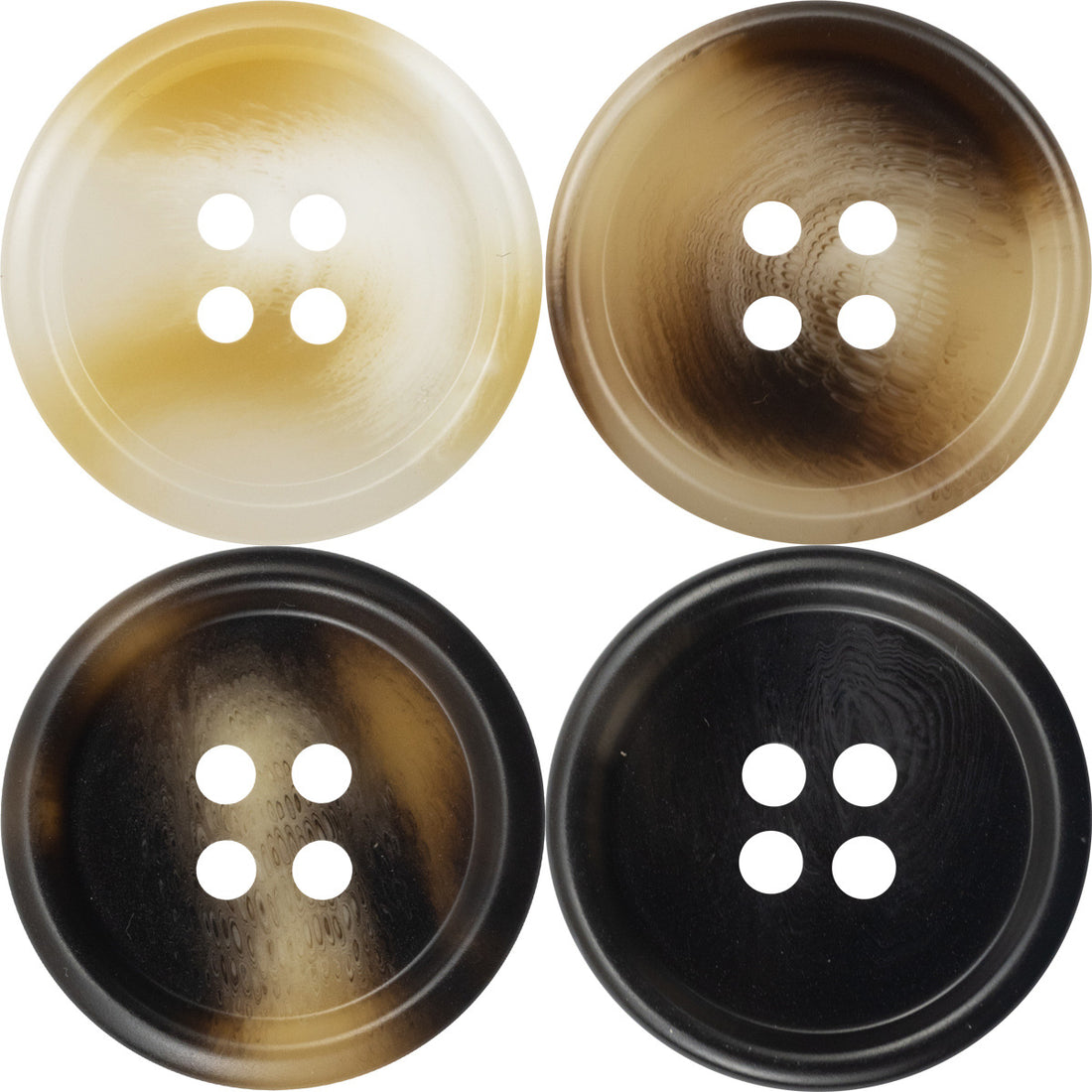 15-30MM Brown Four-Hole Resin Buttons for Casual Pants 40 Pack - Lots of Buttons
