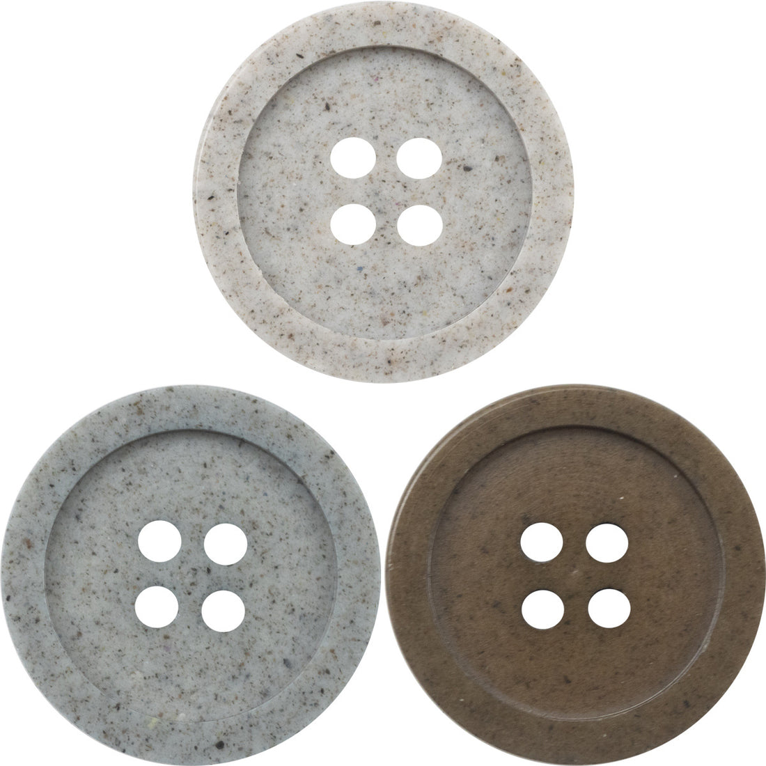 15-25MM Wide-Edged Distressed Cement Gray Resin Buttons 30pcs - Lots of Buttons