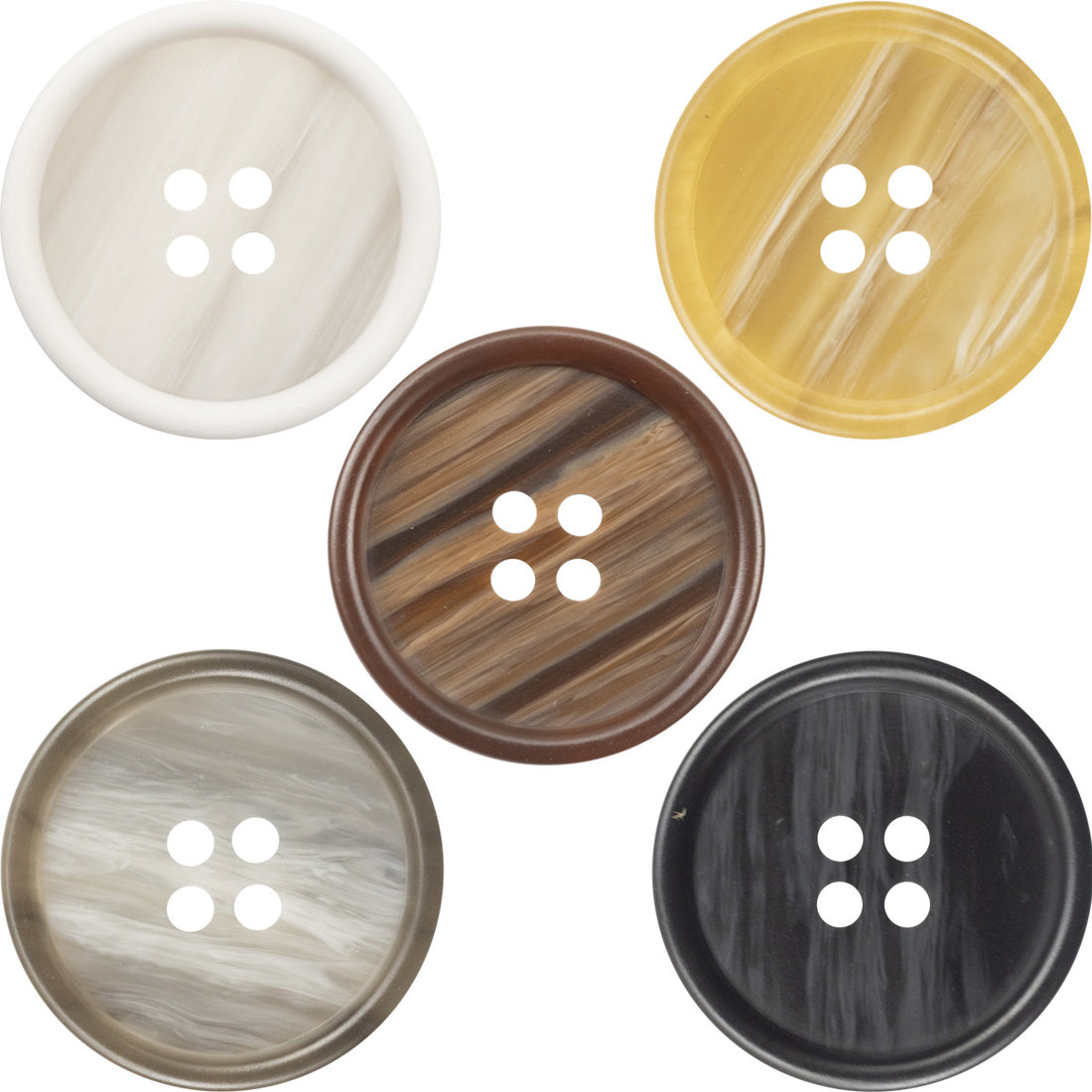 Gray Black Wood Grain Resin Buttons for Casual Pants 50 Pack - Lots of Buttons