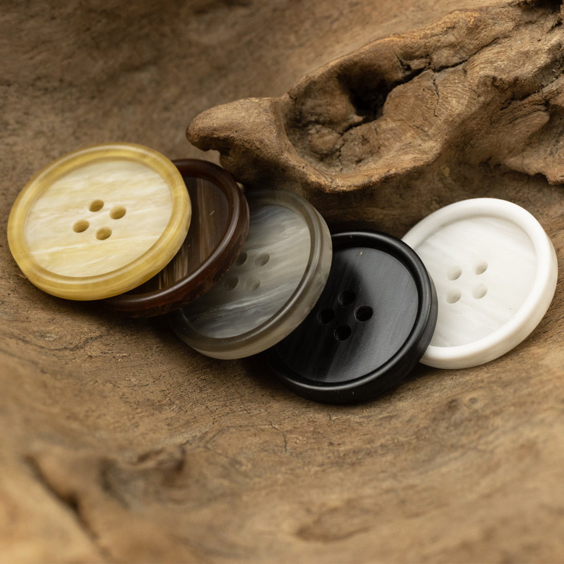 Gray Black Wood Grain Resin Buttons for Casual Pants 50 Pack - Lots of Buttons