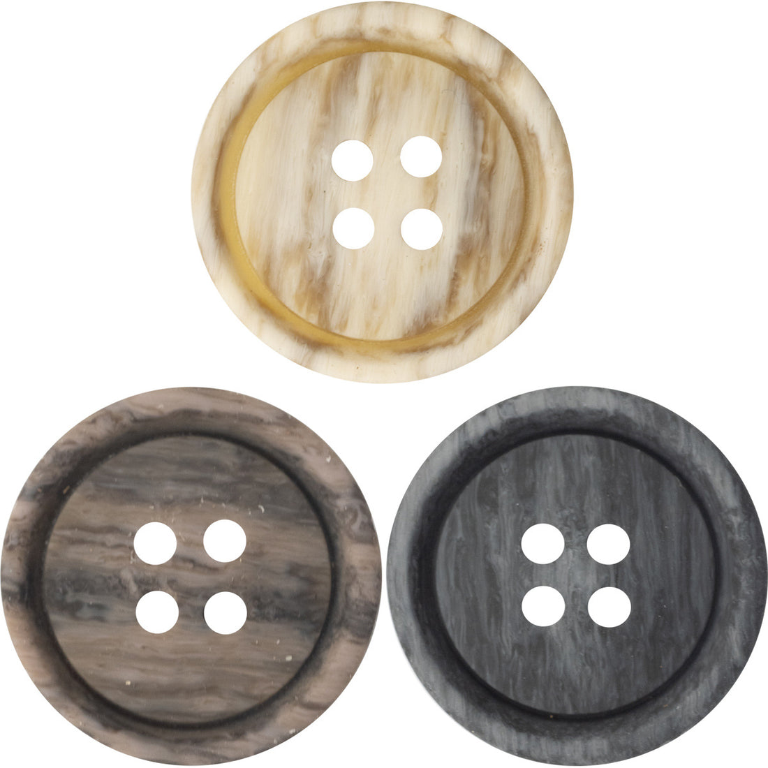 15-25mm Retro Distressed Wood Grain Round 4 Hole Resin Buttons 30 Pack - Lots of Buttons
