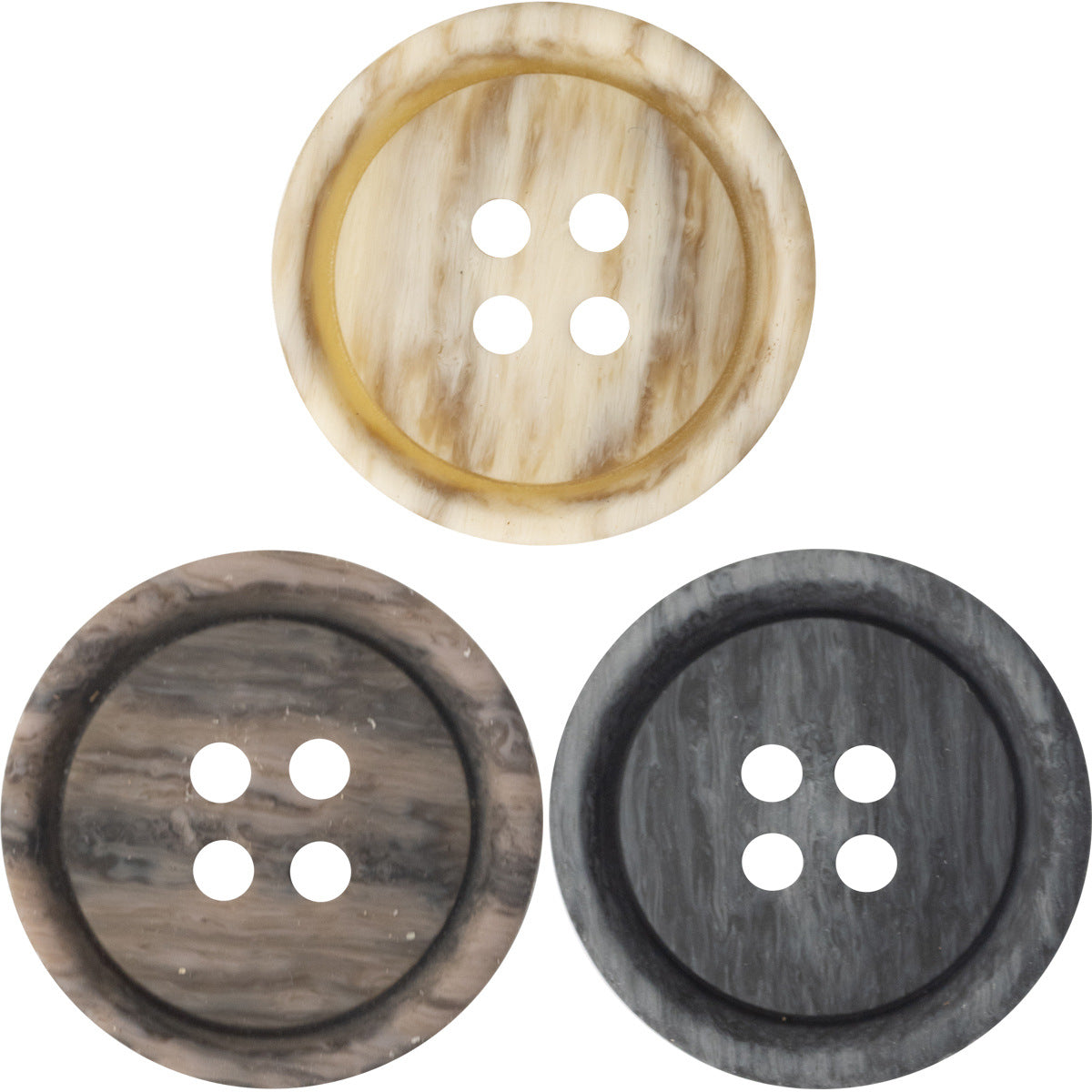 15-25mm Retro Distressed Wood Grain Round 4 Hole Resin Buttons 30 Pack - Lots of Buttons