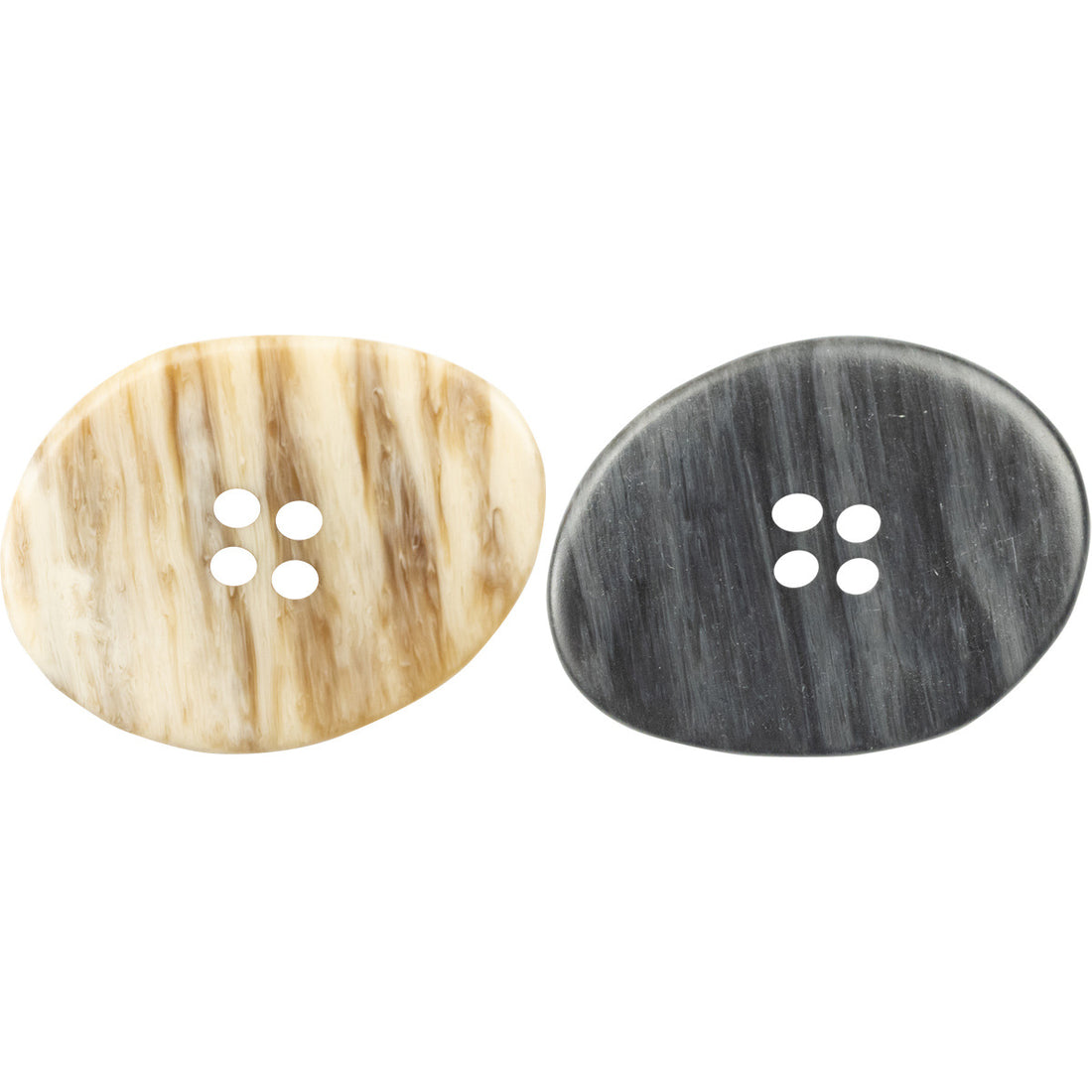 Large Irregular Oval Resin Buttons Imitation Wood Grain 6pcs - Lots of Buttons