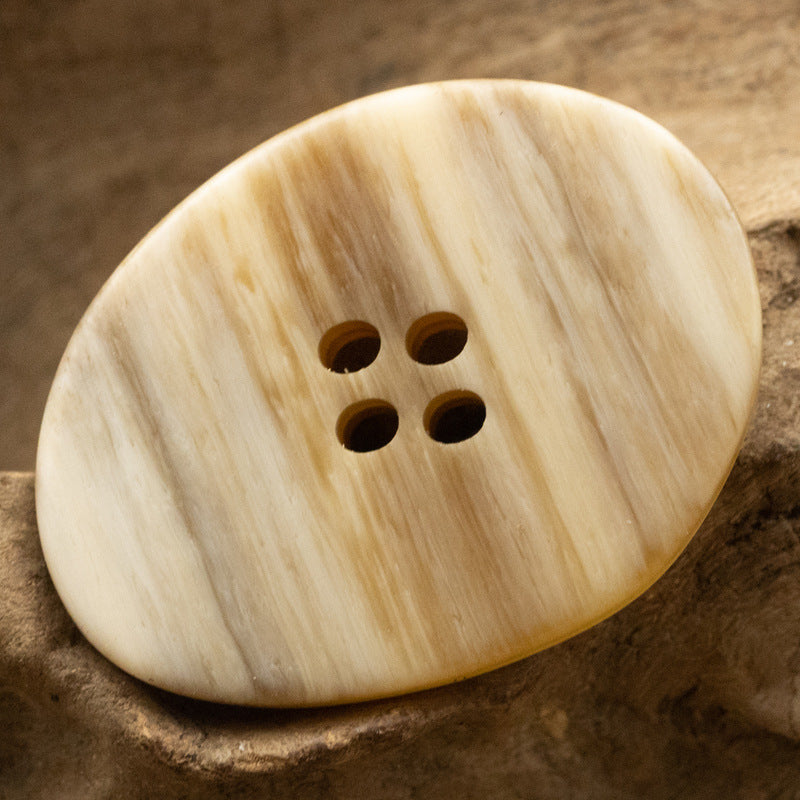 Large Irregular Oval Resin Buttons Imitation Wood Grain 6pcs - Lots of Buttons