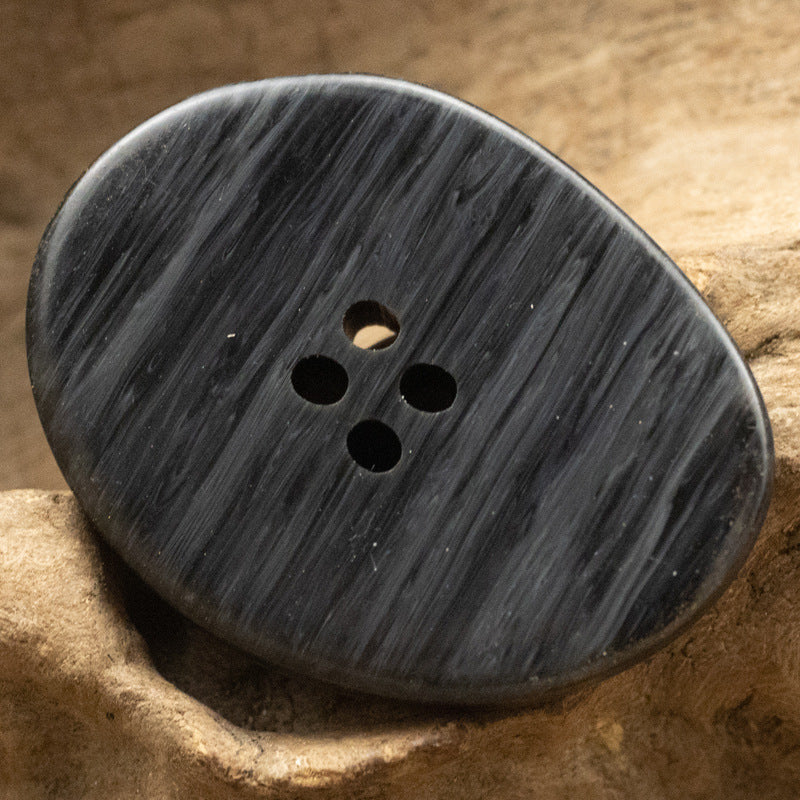 Large Irregular Oval Resin Buttons Imitation Wood Grain 6pcs - Lots of Buttons