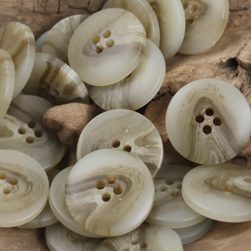 Khaki Brown V-Shaped Beach Pattern Resin Button for Casual Trousers 30pcs - Lots of Buttons